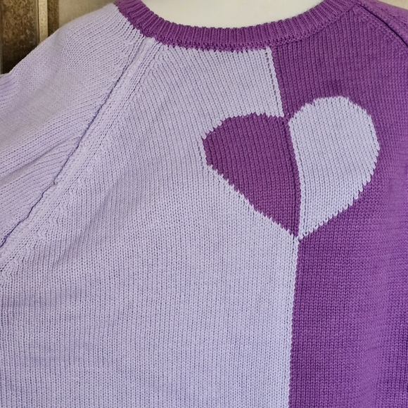 Kate & Mallory Two-Tone Purple Heart Sweater - Picture 5 of 15